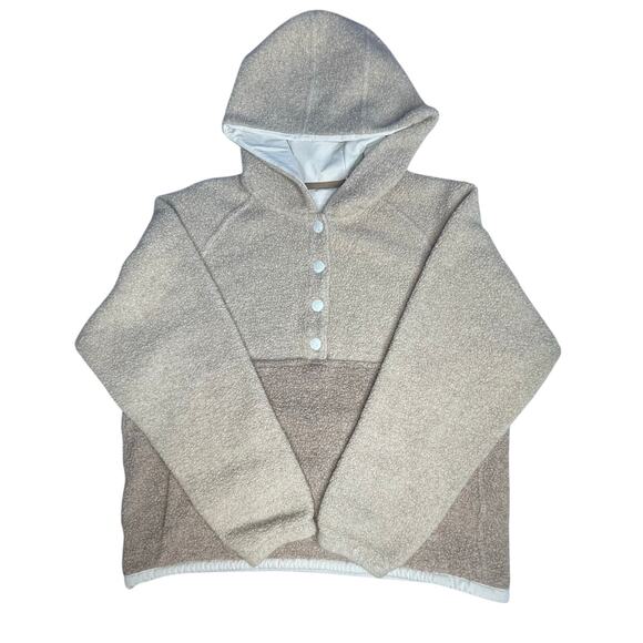 Outdoor voices women’s MegaFleece Wool Blend Snap Up Hoodie size M Colorblock - Picture 6 of 11